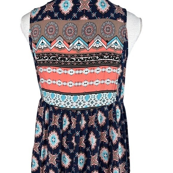 New Umgee Sleeveless Dress Tunic Small Blue Boho Lightweight Lace Feminine - Picture 5 of 11